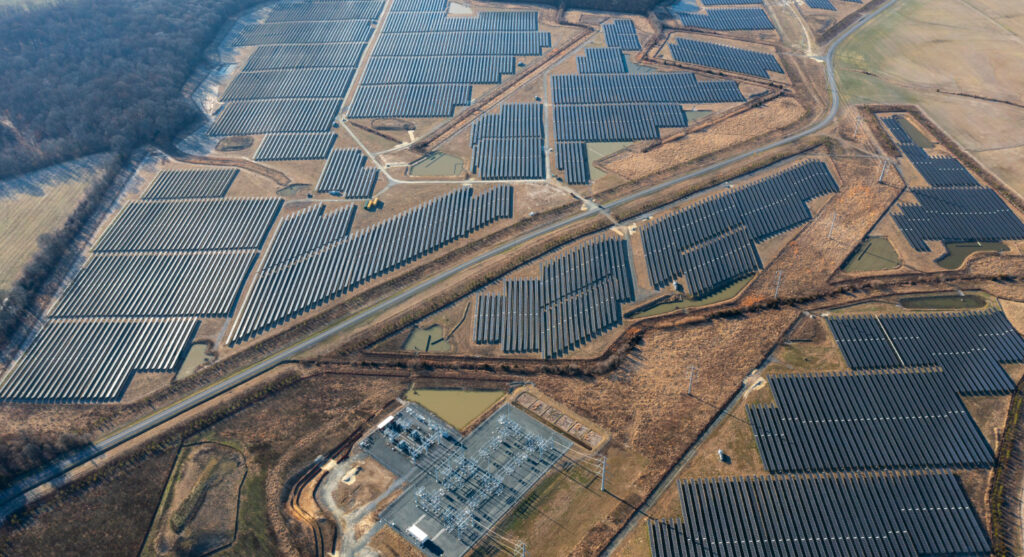 Arial shot of solar farm