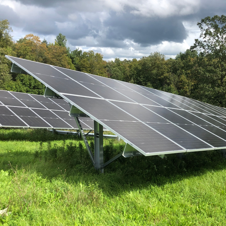 Solar panels in field